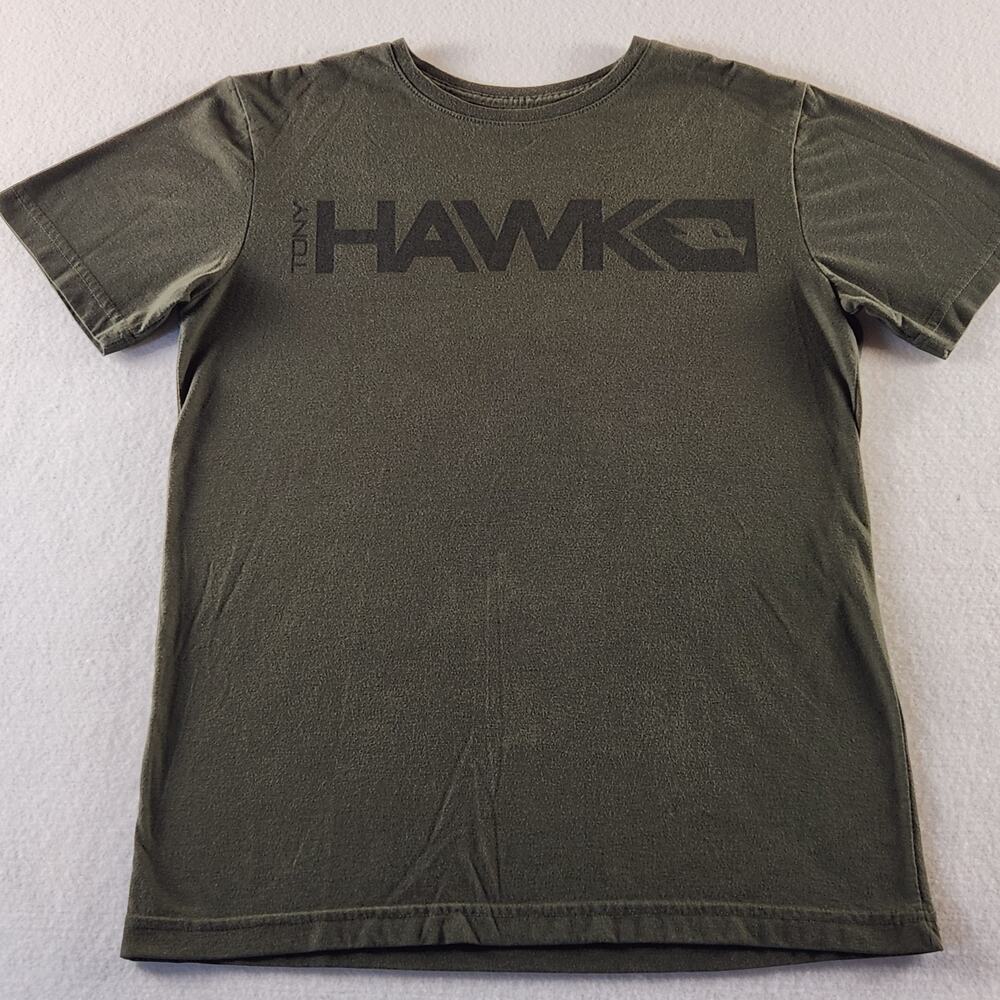 Tony Hawk Skateboarding Graphic Spellout Tee – Olive Green / Size Medium Cotton